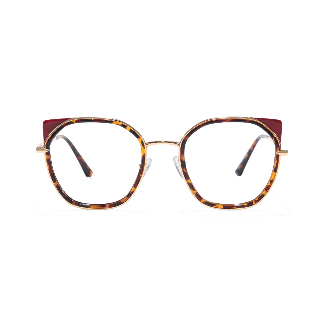 Front view of Merry  cat-eye metal eyeglasses CM0162401 in tortoise